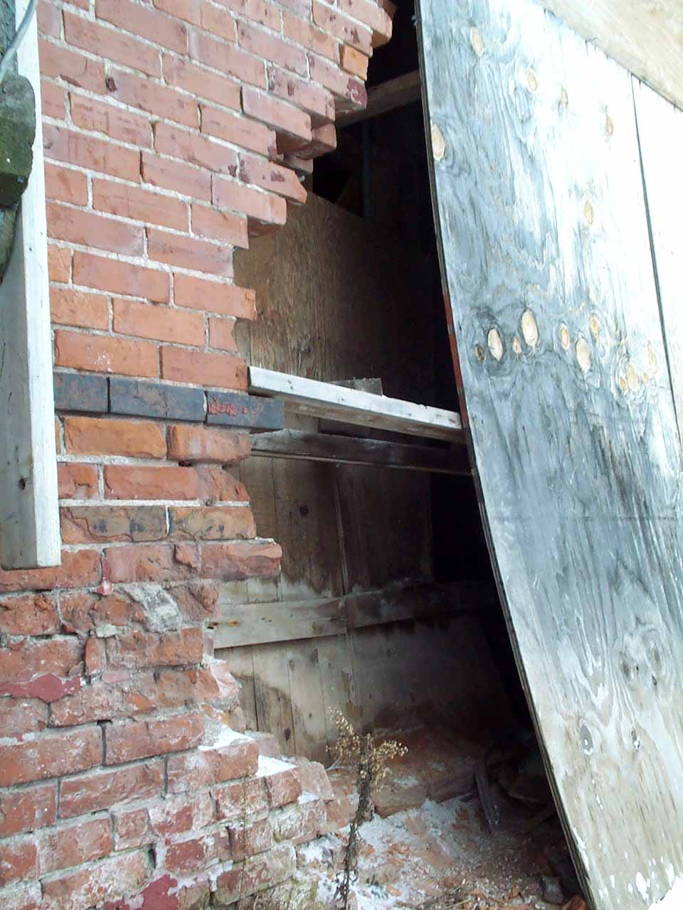 Hornell Erie Depot before restoration with boarded up windows and crumbling brick walls