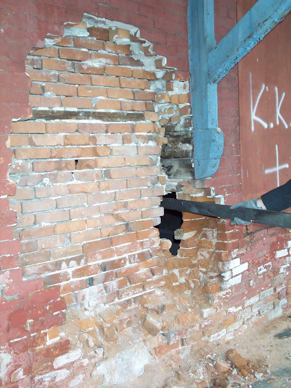 Hornell Erie Depot before restoration with boarded up windows and crumbling brick walls